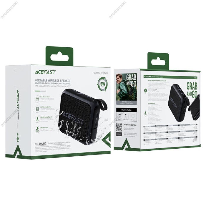 Портативна колонка Bluetooth ACEFAST K4 Go portable wireless speaker BT5.4 TWS 5W Black